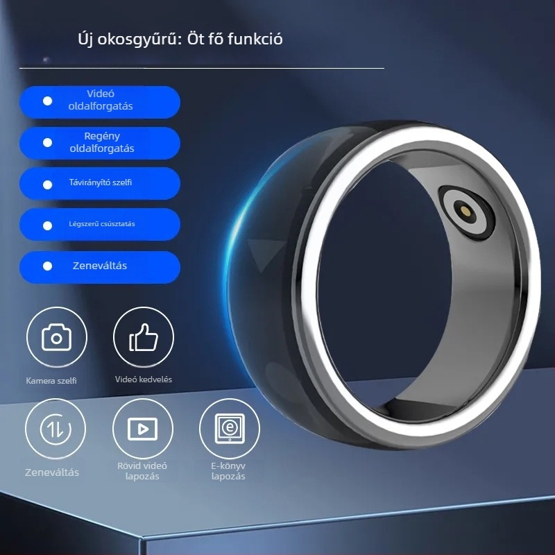 Új okosgyűrű Bluetooth Selfie funkcióval, vezeték nélküli videóvezérléssel és e-könyvek oldalainak lapozásával