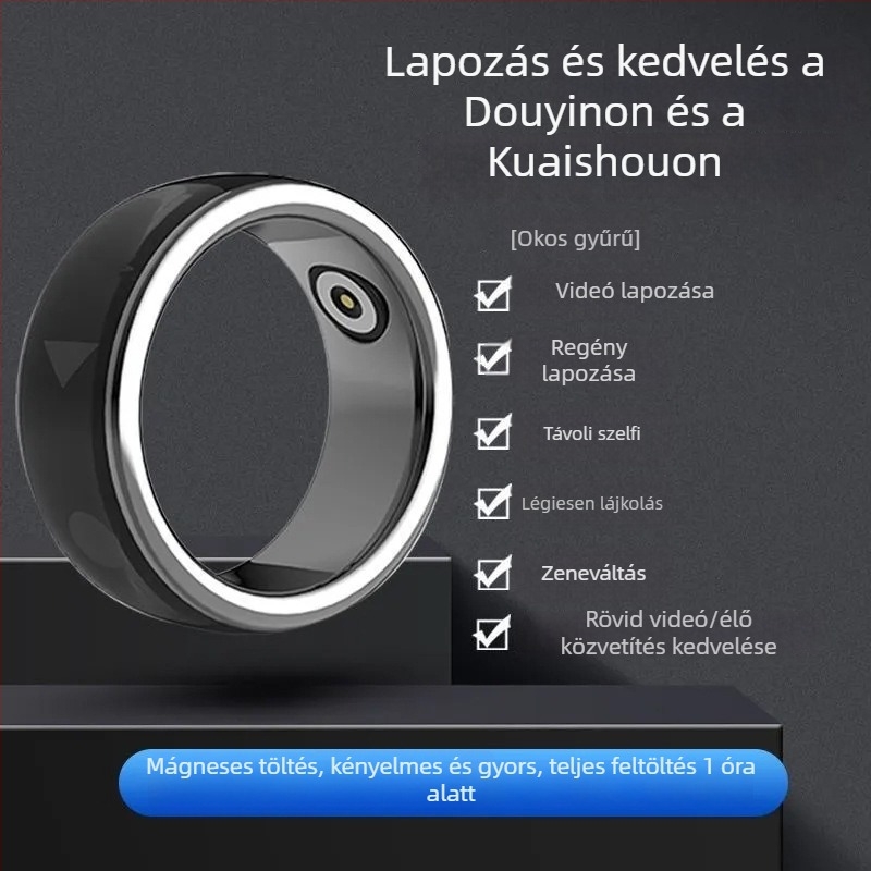 Okos Bluetooth gyűrű távirányító rövid videókhoz, oldalak váltása, e-könyv like gomb, szelfi gyűrű, hordozható