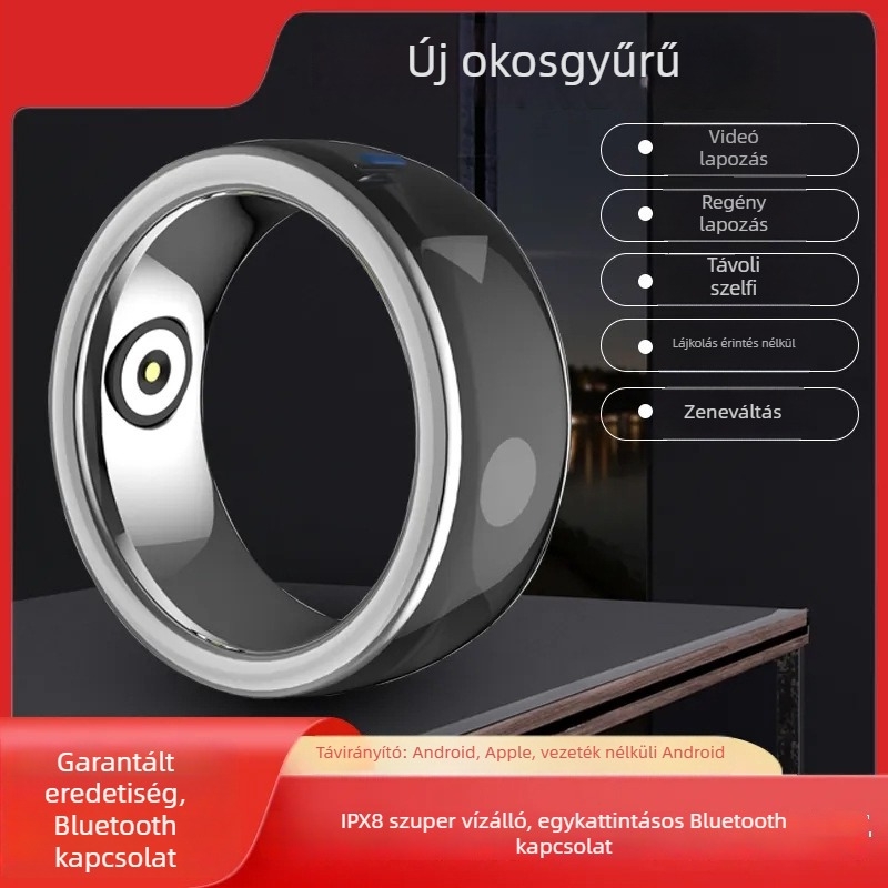 Okos Bluetooth gyűrű távirányító rövid videókhoz, oldalak váltása, e-könyv like gomb, szelfi gyűrű, hordozható