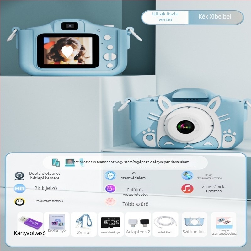 Gyermekeknek szánt digitális játékkamera, HD videóval és fényképnyomtatási lehetőséggel