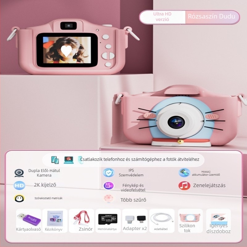 Gyermekeknek szánt digitális játékkamera, HD videóval és fényképnyomtatási lehetőséggel