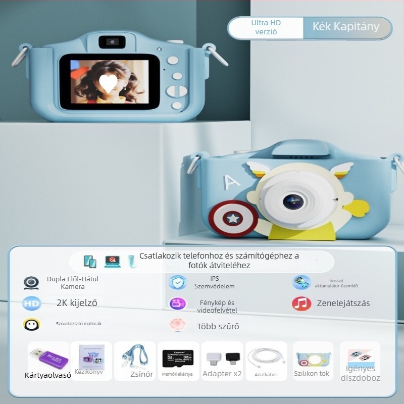 Gyermekeknek szánt digitális játékkamera, HD videóval és fényképnyomtatási lehetőséggel