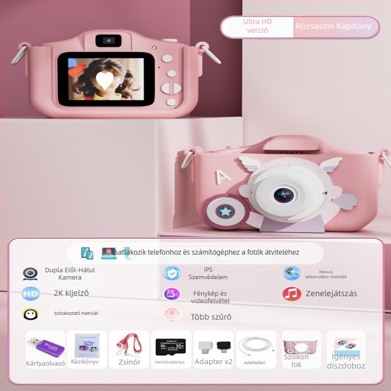 Gyermekeknek szánt digitális játékkamera, HD videóval és fényképnyomtatási lehetőséggel