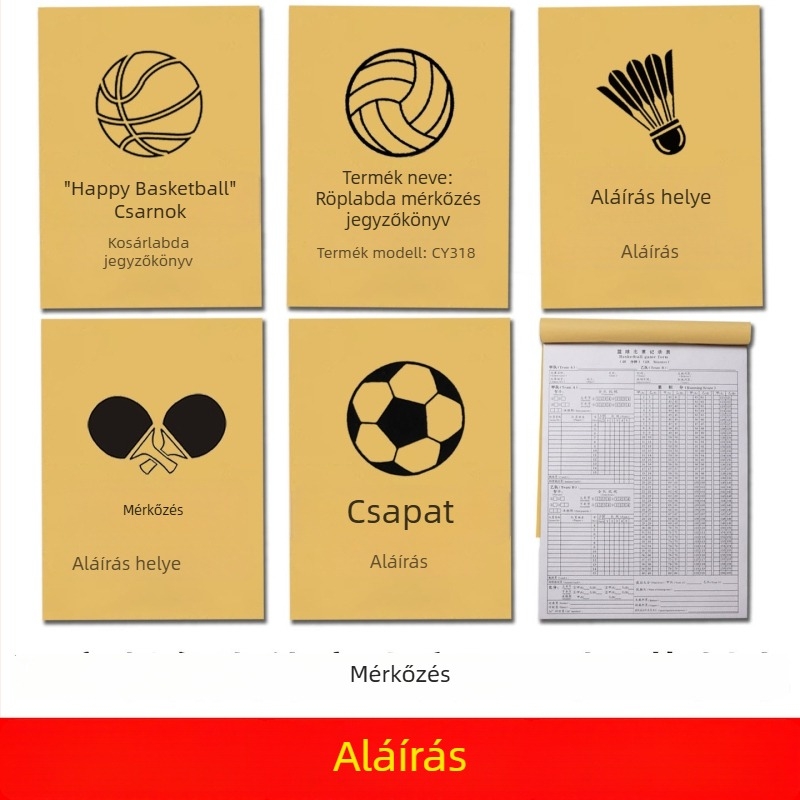 Kosárlabda, futball, asztalitenisz, tollaslabda és röplabda pontozókönyv — játékvezetői pontozólap