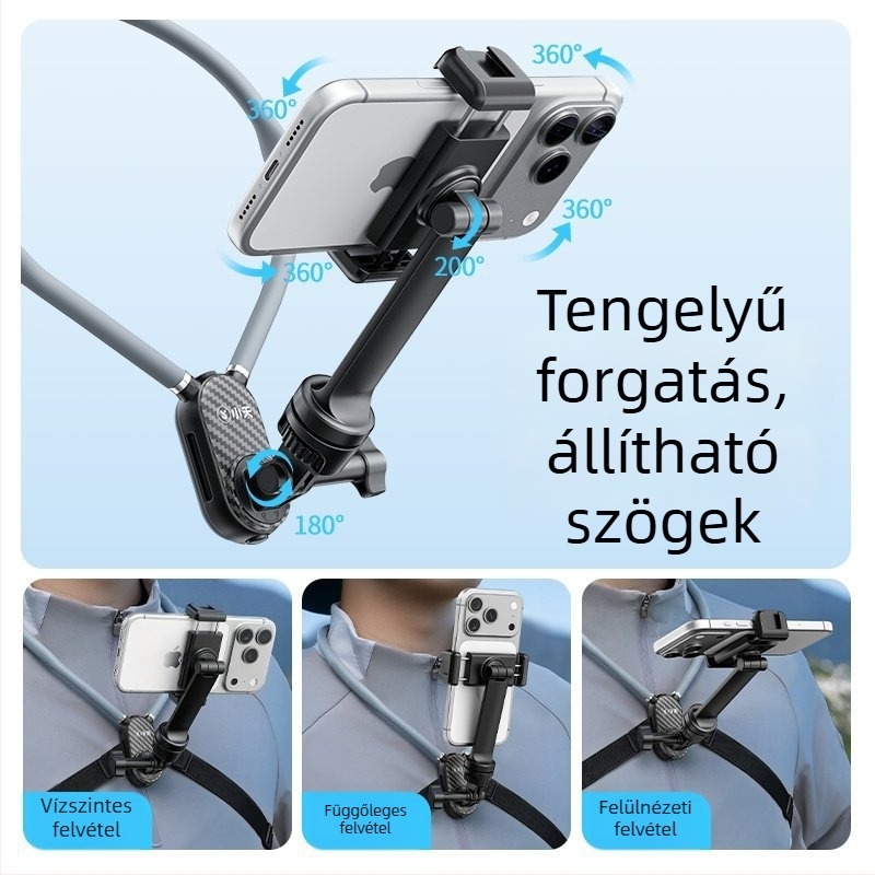 Nyakba akasztható okostelefon-tartó első személy nézetű felvételekhez, kerékpáros élő adásokhoz és vlogokhoz