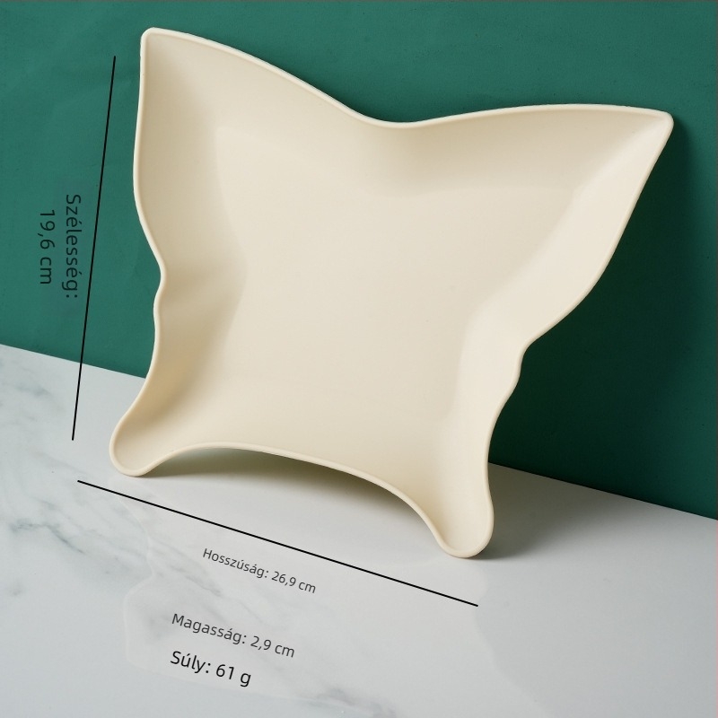 Fu Pai műanyag desszerttál gyümölcsök és nassolnivalók számára, szabálytalan pillangó alakú, könnyed luxus retro stílus, átmérő 18 cm