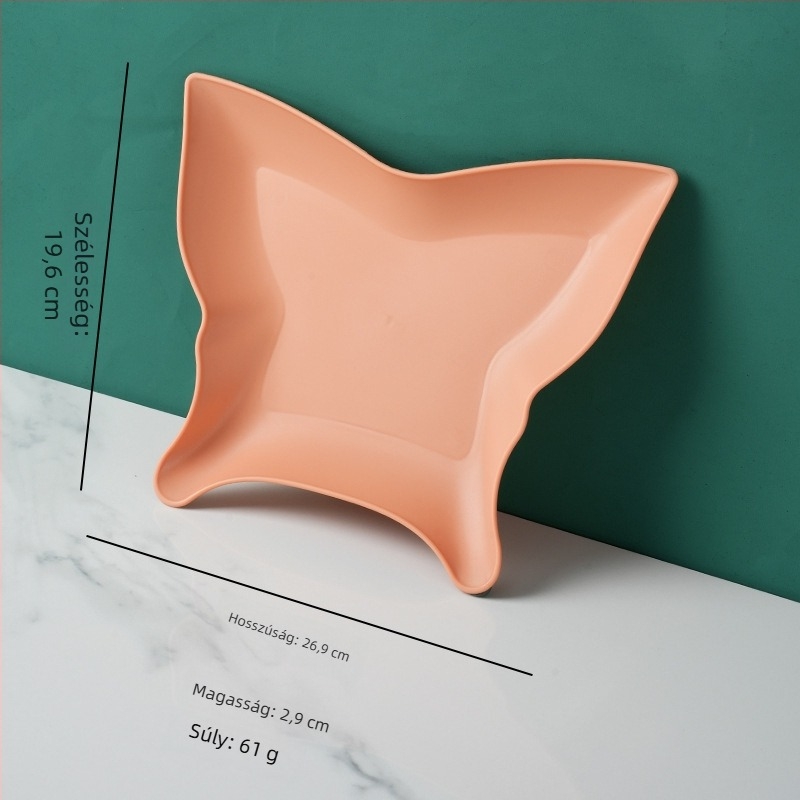 Fu Pai műanyag desszerttál gyümölcsök és nassolnivalók számára, szabálytalan pillangó alakú, könnyed luxus retro stílus, átmérő 18 cm