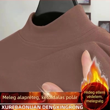 Derong dupla oldalú fleece-bélelt meleg férfi hosszú ujjú felső