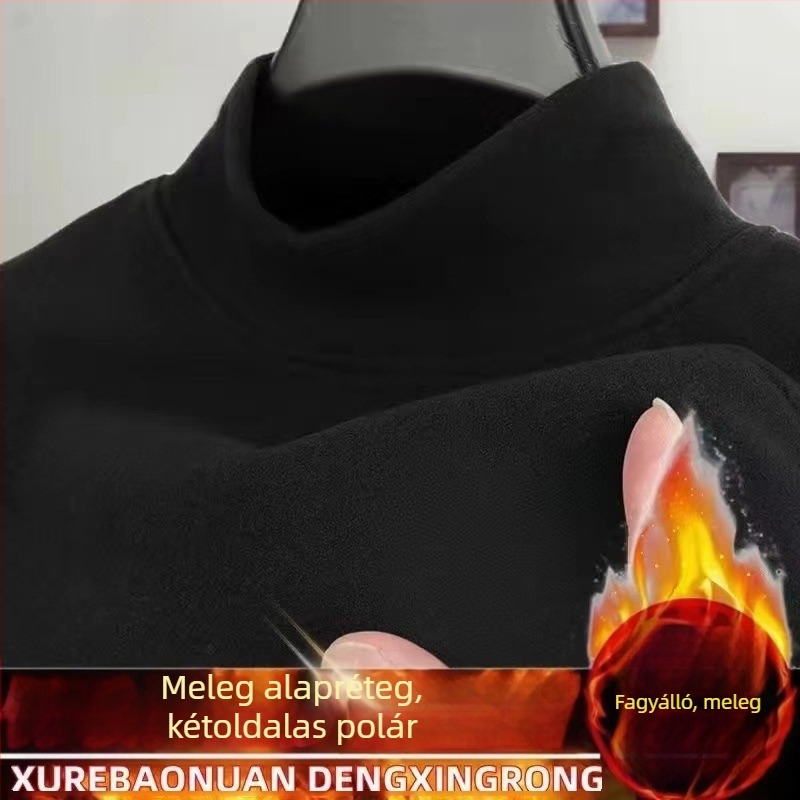 Derong dupla oldalú fleece-bélelt meleg férfi hosszú ujjú felső