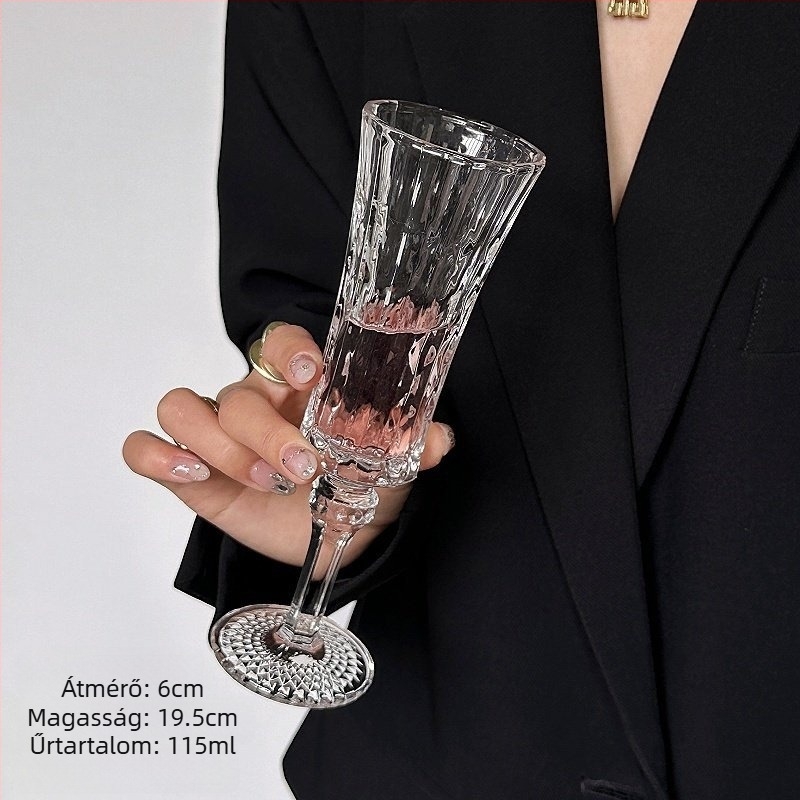 Európai stílusú gyémántcsiszolt üveg borospohárkészlet: whisky goblet, brandy, pezsgő és likőr poharak
