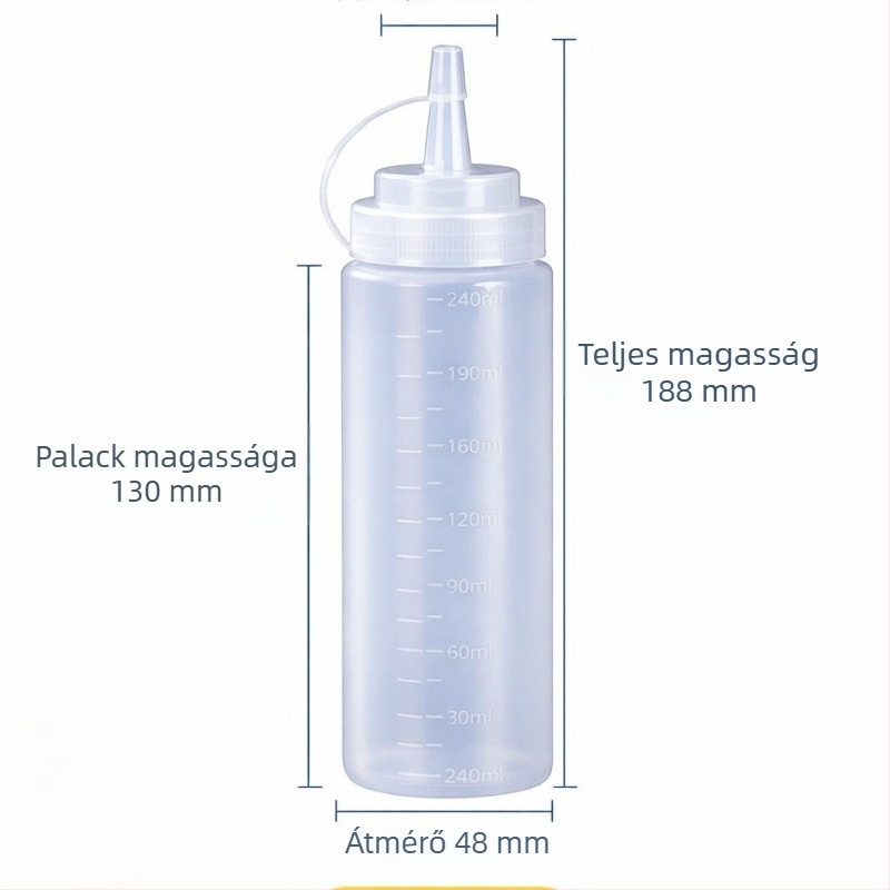Műanyag nyomó üveg, élelmiszerbiztonságos, kereskedelmi használatra, lekvárhoz, paradicsomszószhoz, salátaöntethez, fűszerekhez és olajhoz