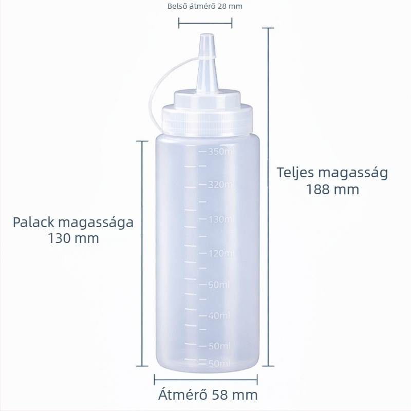 Műanyag nyomó üveg, élelmiszerbiztonságos, kereskedelmi használatra, lekvárhoz, paradicsomszószhoz, salátaöntethez, fűszerekhez és olajhoz
