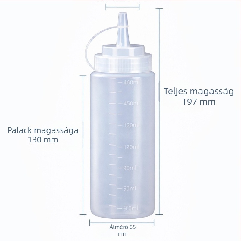 Műanyag nyomó üveg, élelmiszerbiztonságos, kereskedelmi használatra, lekvárhoz, paradicsomszószhoz, salátaöntethez, fűszerekhez és olajhoz