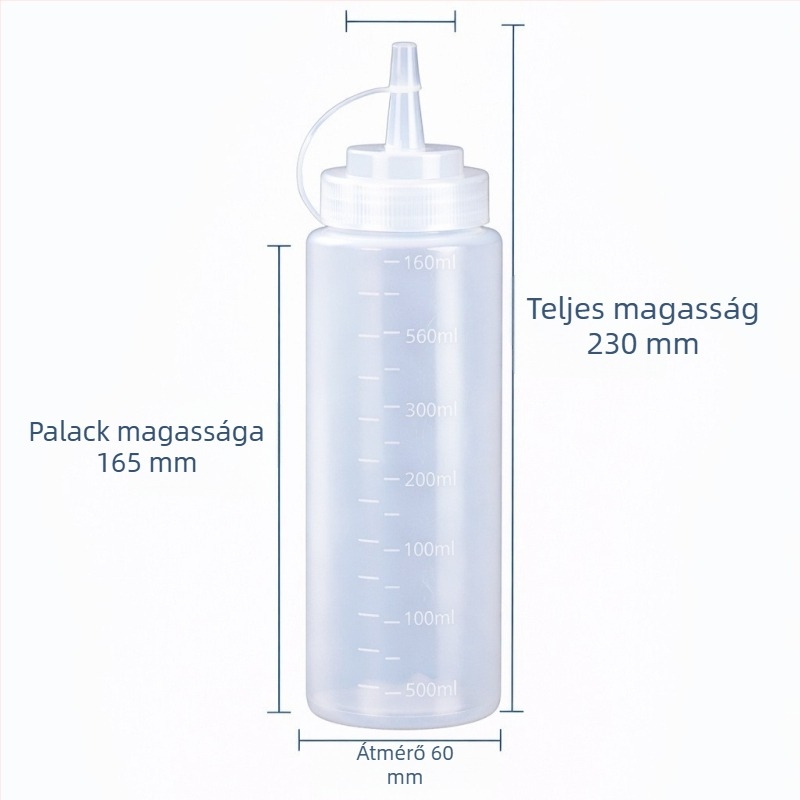 Műanyag nyomó üveg, élelmiszerbiztonságos, kereskedelmi használatra, lekvárhoz, paradicsomszószhoz, salátaöntethez, fűszerekhez és olajhoz
