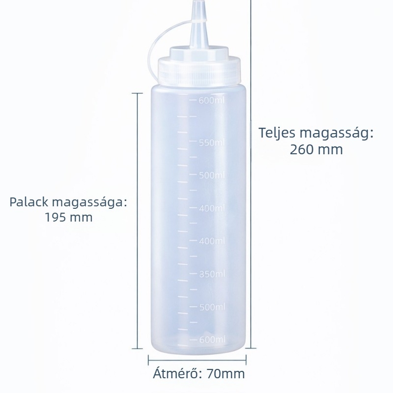 Műanyag nyomó üveg, élelmiszerbiztonságos, kereskedelmi használatra, lekvárhoz, paradicsomszószhoz, salátaöntethez, fűszerekhez és olajhoz