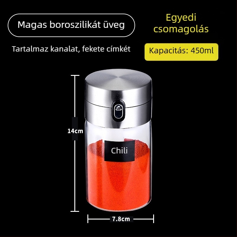 Konyhai üveges fűszeres készlet – vízálló, légmentesen záródó só- és fűszeres üvegek