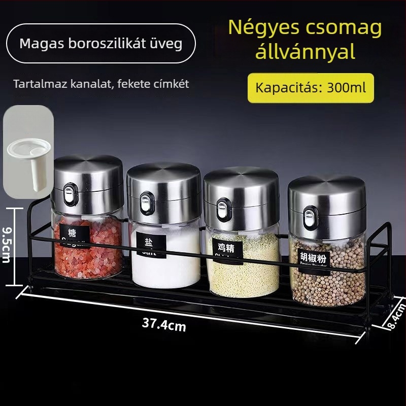 Konyhai üveges fűszeres készlet – vízálló, légmentesen záródó só- és fűszeres üvegek