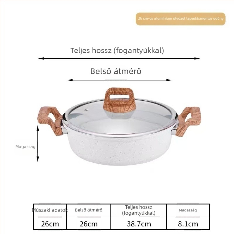 Maifan kő leveses fazék titán bevonatos nem tapadó felülettel, sokoldalú edény levesekhez, lassú főzéshez, sütéshez, gőzöléshez, zabkásához és tejhez; kompatibilis indukciós főzőfelülettel és gázzal.