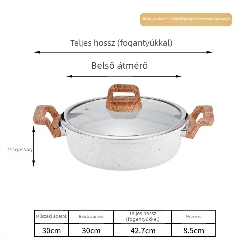 Maifan kő leveses fazék titán bevonatos nem tapadó felülettel, sokoldalú edény levesekhez, lassú főzéshez, sütéshez, gőzöléshez, zabkásához és tejhez; kompatibilis indukciós főzőfelülettel és gázzal.