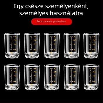 Mérőjelzéses üvegpohár-szett, egyenes oldalú, otthoni használatra, kapacitás 1–100 ml