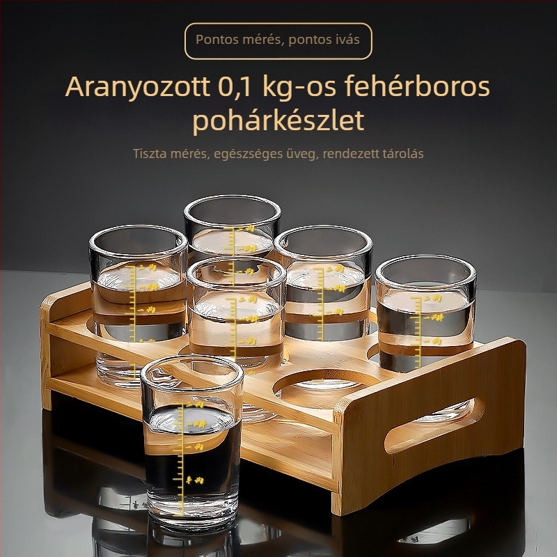 Mérőjelzéses üvegpohár-szett, egyenes oldalú, otthoni használatra, kapacitás 1–100 ml