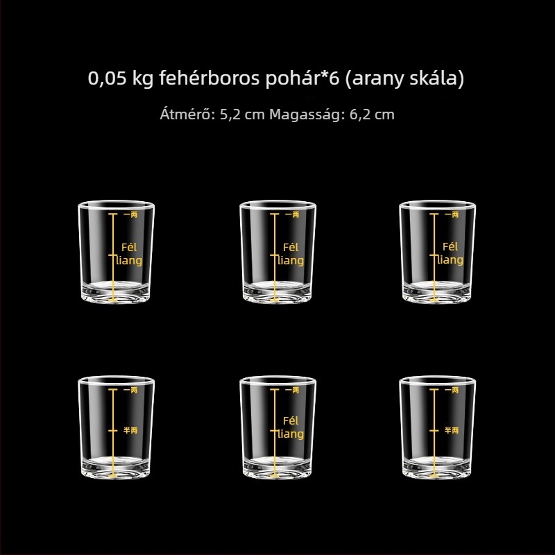 Mérőjelzéses üvegpohár-szett, egyenes oldalú, otthoni használatra, kapacitás 1–100 ml