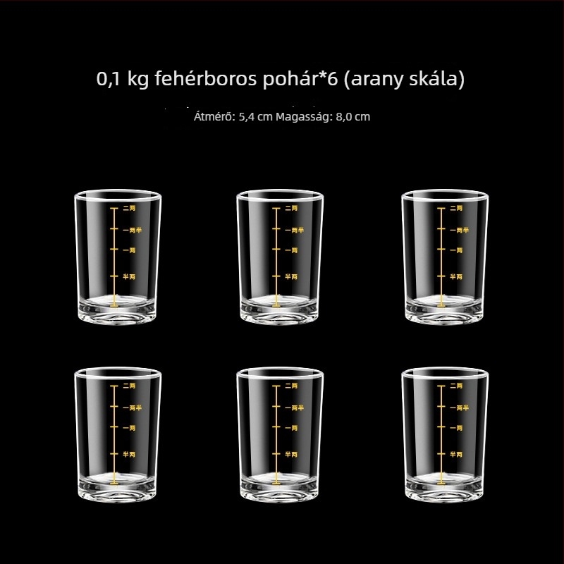 Mérőjelzéses üvegpohár-szett, egyenes oldalú, otthoni használatra, kapacitás 1–100 ml