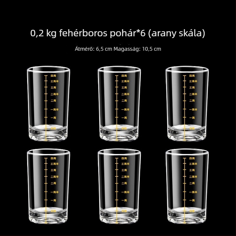 Mérőjelzéses üvegpohár-szett, egyenes oldalú, otthoni használatra, kapacitás 1–100 ml