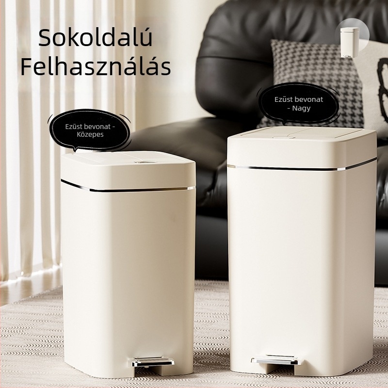 12 L-es háztartási szemetes pedálos, lágy záródású fedéllel, dupla nyitású és zárt fürdőszobai kuka