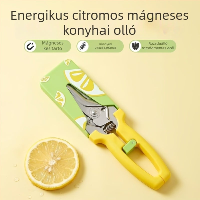 Rozsdamentes acélból készült, erős csontolló, többfunkciós konyhai olló mágneses hűtőhöz csatlakozással