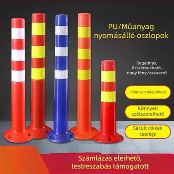 75 cm műanyag figyelmeztető oszlop, rugalmas elválasztó oszlop, fényvisszaverő ütközés elleni parkolási korlát