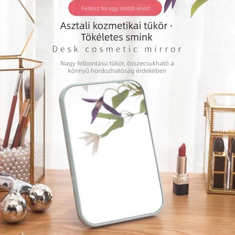 Asztali sminktükör, négyzet alakú egymásra rakható kialakítás, hordozható szépség tükör