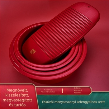 Esküvői díszszett: piros Kettős Boldogság jel, mosómedence zöldségekhez és dörzsölő deszka – háztartási használatra