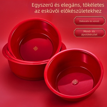 Esküvői díszszett: piros Kettős Boldogság jel, mosómedence zöldségekhez és dörzsölő deszka – háztartási használatra