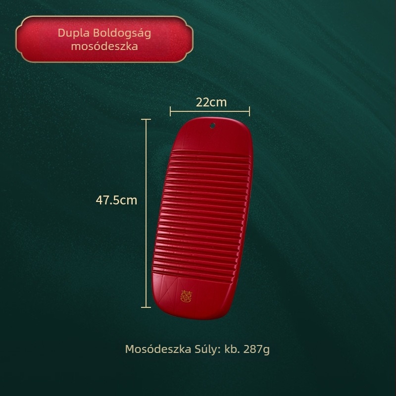 Esküvői díszszett: piros Kettős Boldogság jel, mosómedence zöldségekhez és dörzsölő deszka – háztartási használatra