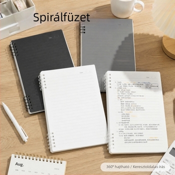 B5-ös spirálfüzet, minimalisták vastag kialakítású, A5-ös méret, diákok számára, vonalas oldal