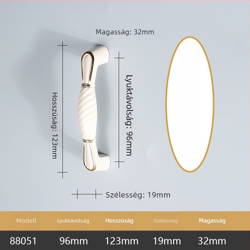 Európai stílusú kerámiafogantyú szekrényajtókhoz és fiókokhoz, fehér, modern minimalist dizájn