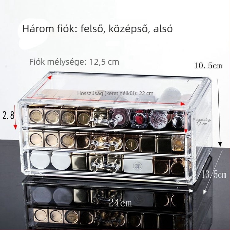 Átlátszó akril kozmetikai tároló négy fiókkal