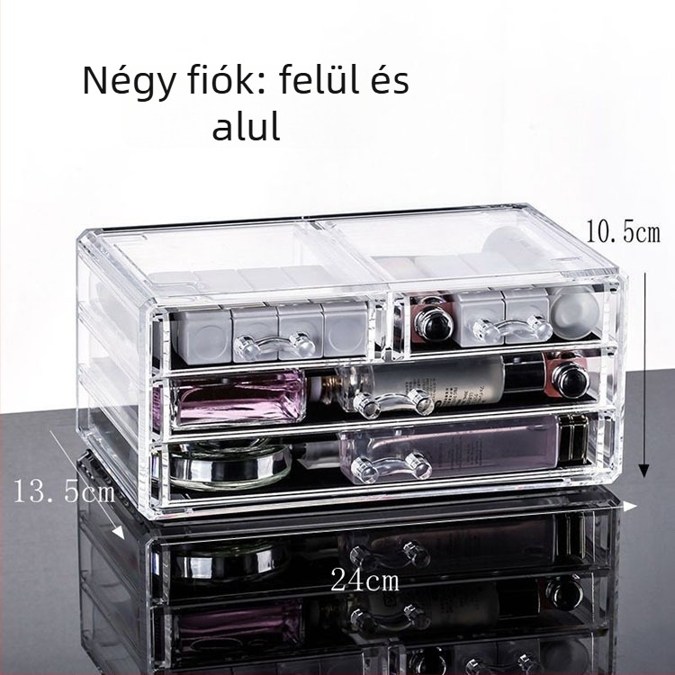 Átlátszó akril kozmetikai tároló négy fiókkal