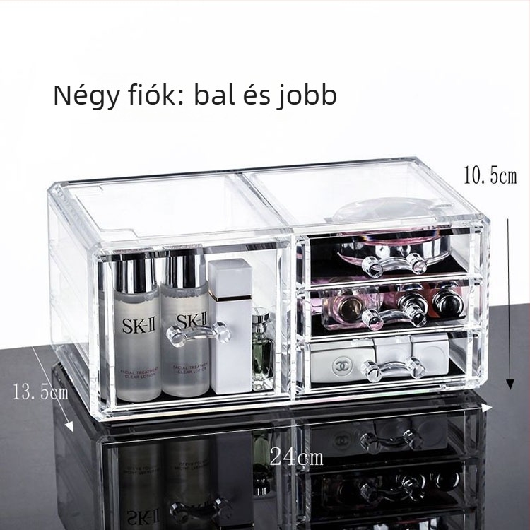 Átlátszó akril kozmetikai tároló négy fiókkal