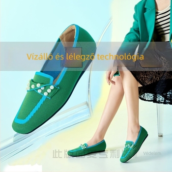 2025 japán-stílusú négyzetes orrú kötött lapos női loafers, vízálló és lélegző, kézzel készített slip-on