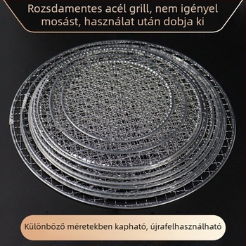Nagy grillháló szénhez, egyszer használatos, tisztítás nélkül, koreai stílusú kör grillháló teázáshoz és grillezéshez