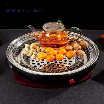 Nagy grillháló szénhez, egyszer használatos, tisztítás nélkül, koreai stílusú kör grillháló teázáshoz és grillezéshez