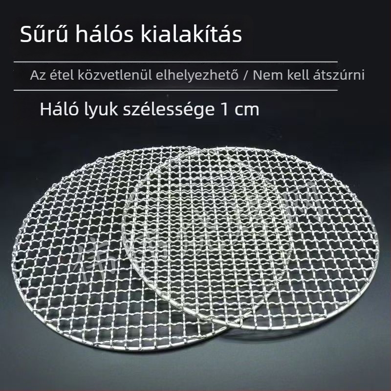 Nagy grillháló szénhez, egyszer használatos, tisztítás nélkül, koreai stílusú kör grillháló teázáshoz és grillezéshez