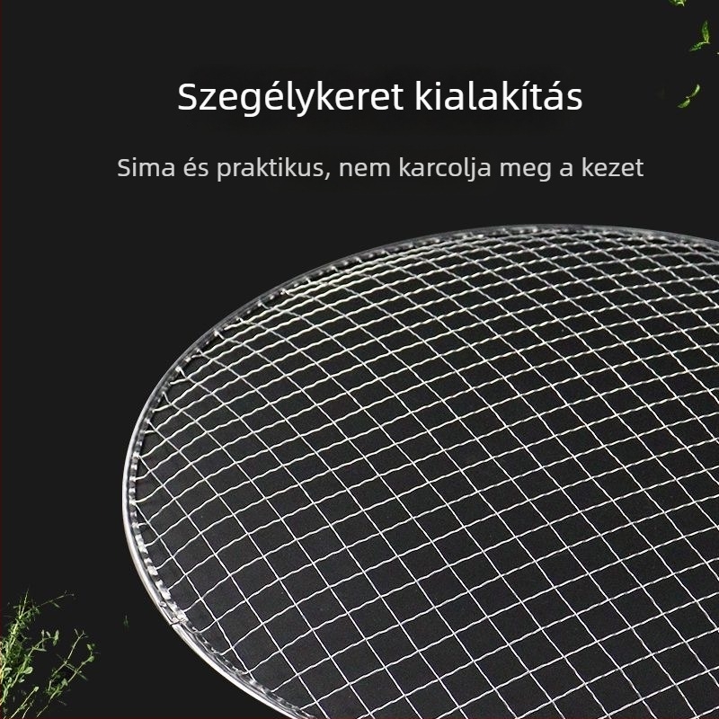 Nagy grillháló szénhez, egyszer használatos, tisztítás nélkül, koreai stílusú kör grillháló teázáshoz és grillezéshez