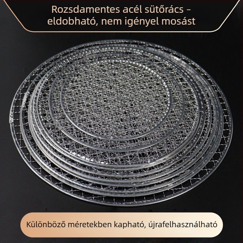 Nagy grillháló szénhez, egyszer használatos, tisztítás nélkül, koreai stílusú kör grillháló teázáshoz és grillezéshez