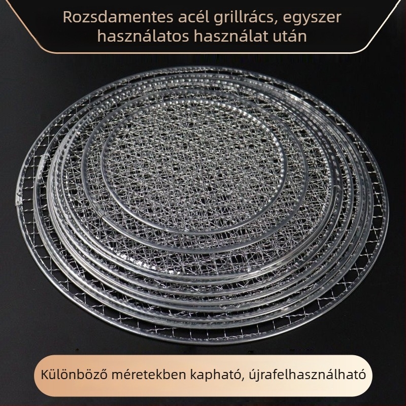 Nagy grillháló szénhez, egyszer használatos, tisztítás nélkül, koreai stílusú kör grillháló teázáshoz és grillezéshez
