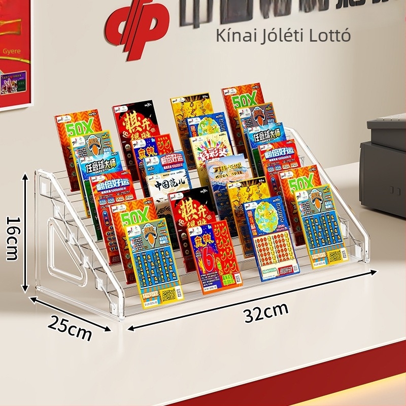 Scratch-Off lottó megjelenítő állvány és jegytároló doboz asztalra