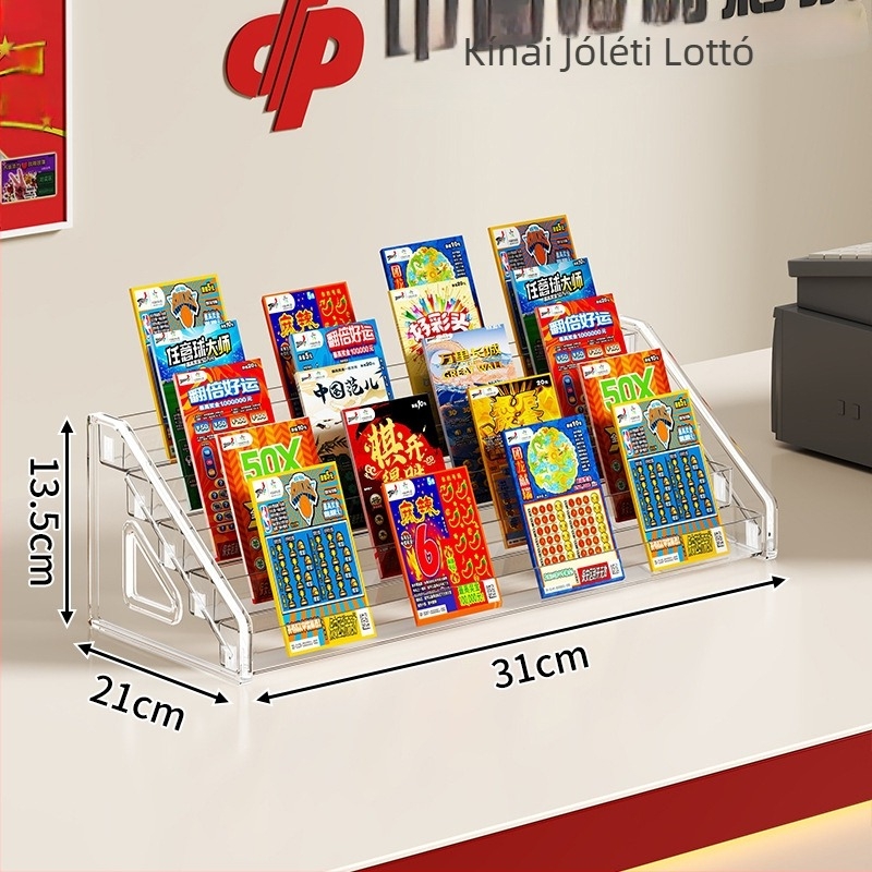 Scratch-Off lottó megjelenítő állvány és jegytároló doboz asztalra