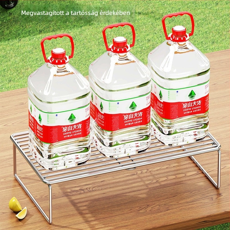 Kültéri grillsütő rács rozsdamentes acélból, kempinges edény- és konyhai kellékek tárolópolca